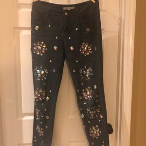 Stunning Denim With Iridescent Stone-like Detail!